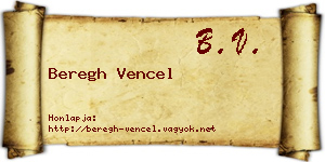 Beregh Vencel névjegykártya